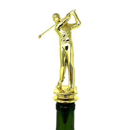 Golf Trophy Wine Bottle Stopper with Stainless Steel Base