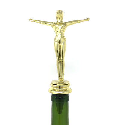 Gymnast Trophy Wine Bottle Stopper with Stainless Steel Base