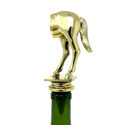 Horse's Rear Trophy Wine Bottle Stopper with Stainless Steel Base