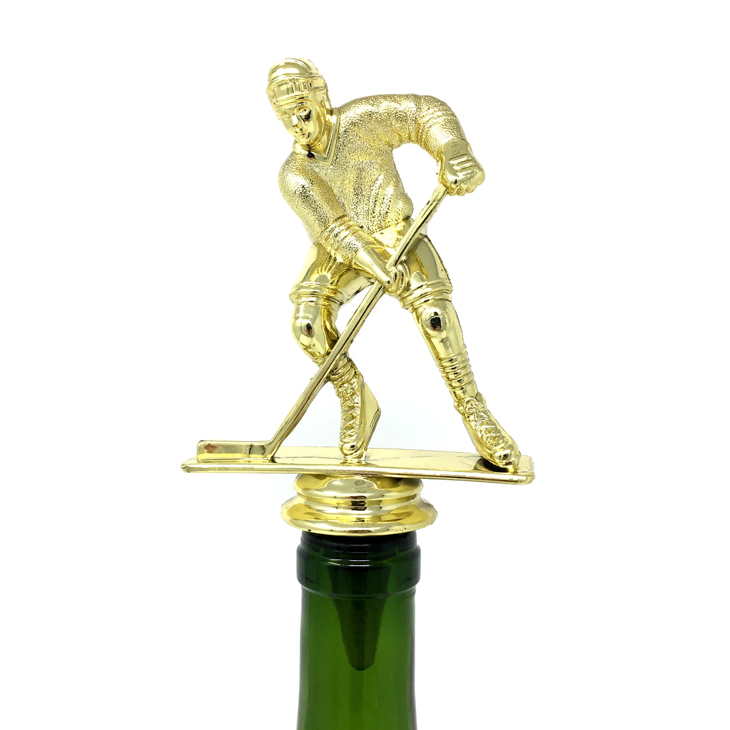 Hockey Trophy Wine Bottle Stopper with Stainless Steel Base