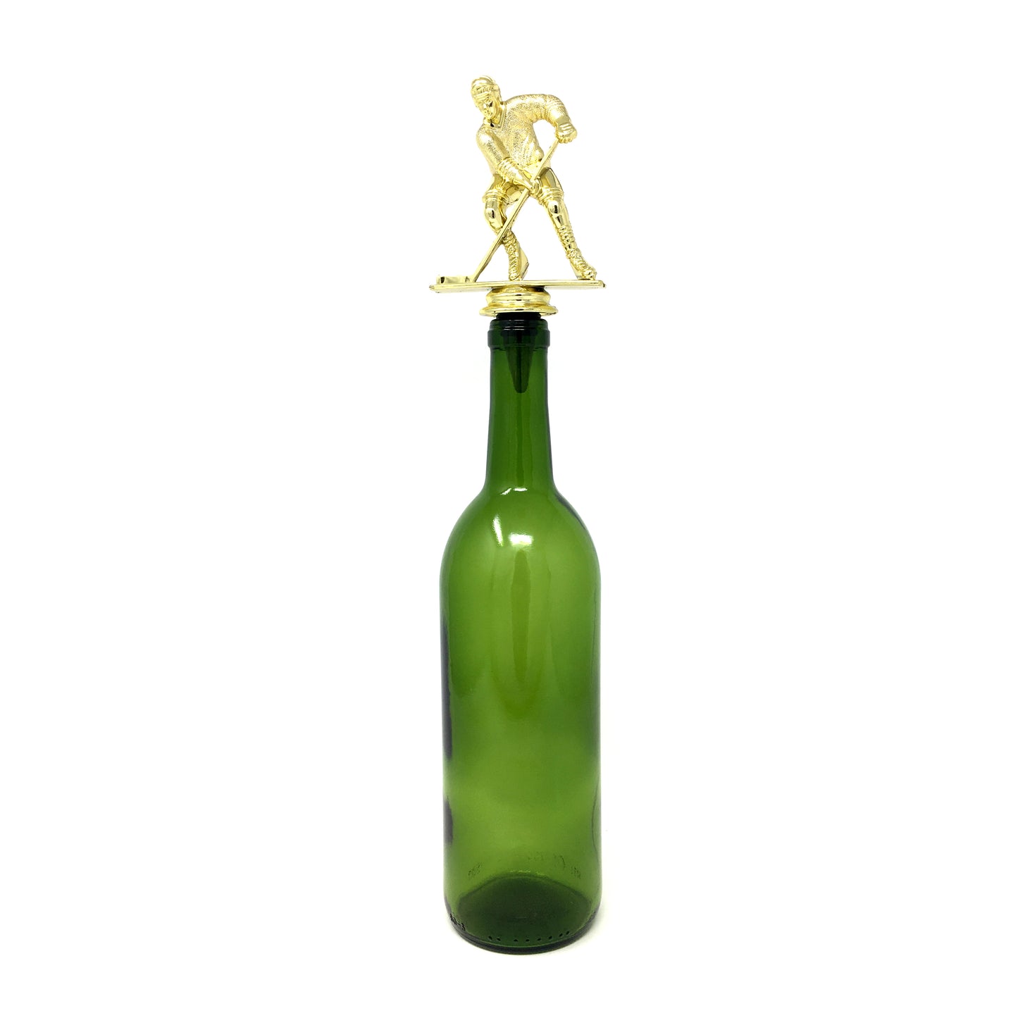 Hockey Trophy Wine Bottle Stopper with Stainless Steel Base