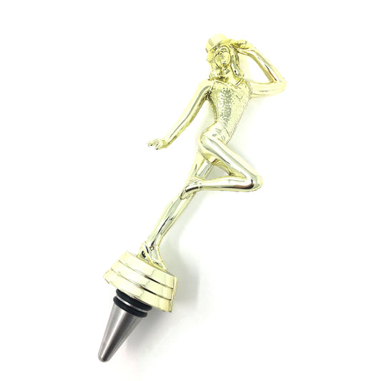 Jazz Dance Trophy Wine Bottle Stopper with Stainless Steel Base