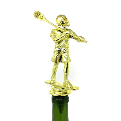 Lacrosse Trophy Wine Bottle Stopper with Stainless Steel Base