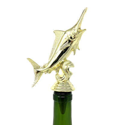 Marlin Trophy Wine Bottle Stopper with Stainless Steel Base