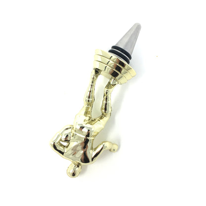 Rugby Trophy Wine Bottle Stopper with Stainless Steel Base