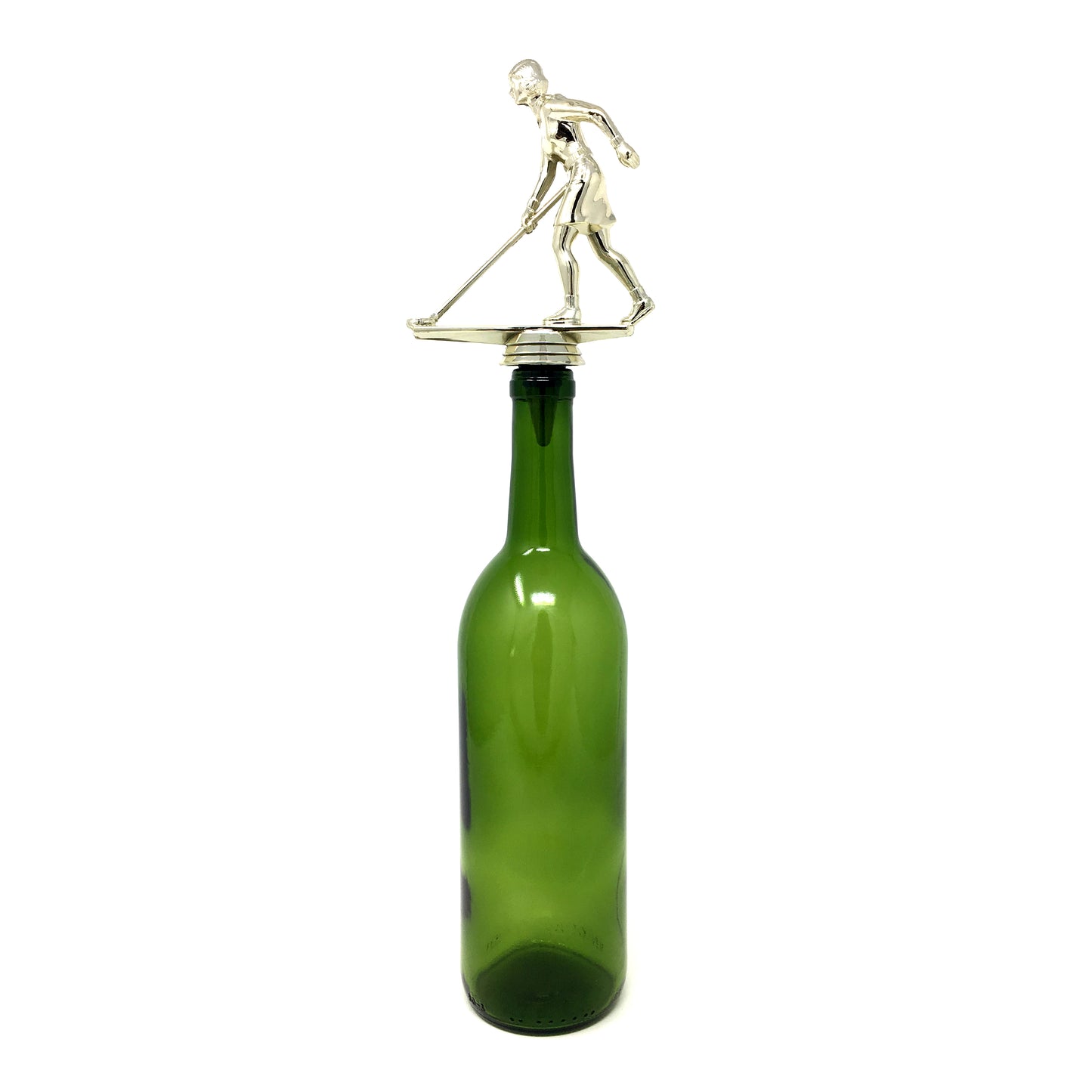 Shuffleboard Trophy Wine Bottle Stopper with Stainless Steel Base