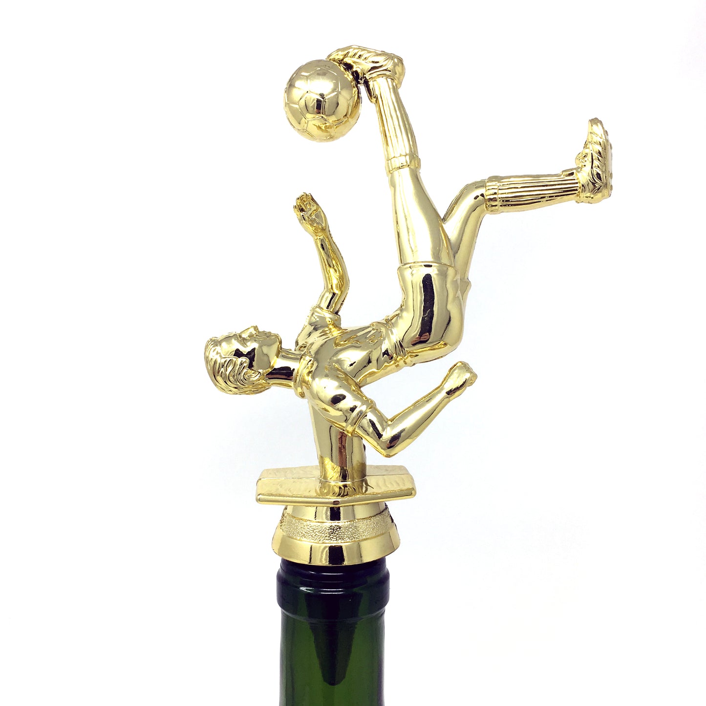 Soccer Trophy Wine Bottle Stopper with Stainless Steel Base