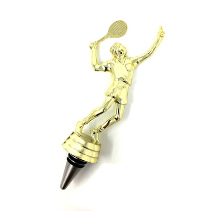 Tennis Trophy Wine Bottle Stopper with Stainless Steel Base
