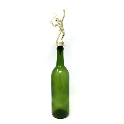 Tennis Trophy Wine Bottle Stopper with Stainless Steel Base