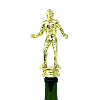 Wresting Trophy Wine Bottle Stopper with Stainless Steel Base